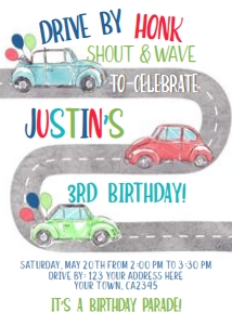 Drive By Birthday Invitation (Red and Blue) - www.printerfairy.com design preview