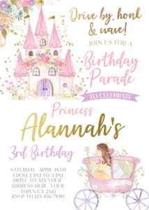 Drive By Princess Invitation Floral - www.printerfairy.com design preview