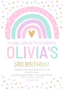 Rainbow Birthday Party (Pastels&Gold) - www.printerfairy.com design preview