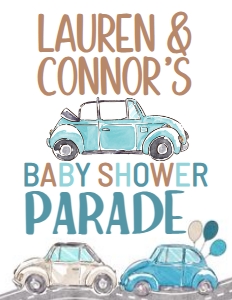 Baby Shower Parade Sign (Blue & Brown) - www.printerfairy.com design preview
