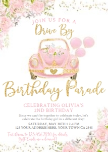 Drive By Birthday Parade (Pink & Gold) - www.printerfairy.com design preview