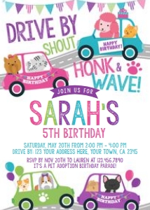 Puppies and Kitties Parade Invitation - www.printerfairy.com: Puppies and Kitties Parade Invitation - www.printerfairy.com