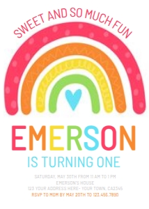 Rainbow Birthday Party (Red) - www.printerfairy.com design preview