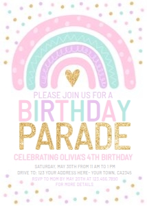 Rainbow Birthday Parade (Pastels&Gold) - www.printerfairy.com design preview