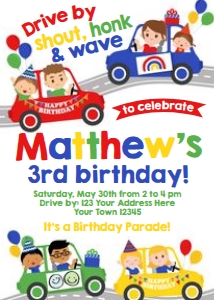 Drive Through Birthday Parade Party Invitation (red) - www.printerfairy.com design preview