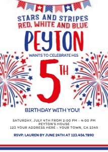4th July Birthday Invitation (Firecracker) - www.printerfairy.com design preview