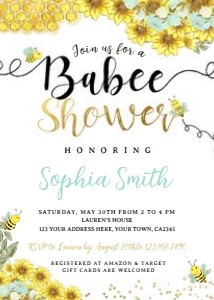 Babee Shower Invitation (Teal&Gold) - www.printerfairy.com design preview