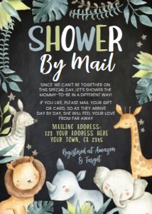 Safari Shower by Mail Invitation (black) - www.printerfairy.com design preview