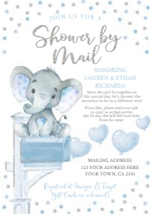 Elephant Shower by Mail (Blue) - www.printerfairy.com design preview