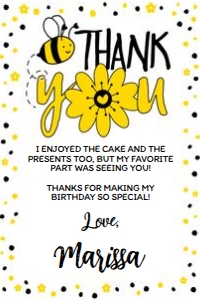 Bee Thank You Cards (Yellow & Black) - www.printerfairy.com design preview