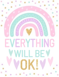Everything will be OK! - Rainbow Sign (Pastels & Gold) - www.printerfairy.com design preview