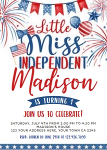 Miss Independent Birthday Invitation - www.printerfairy.com: Miss Independent Birthday Invitation - www.printerfairy.com