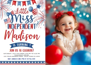 Miss Independent Birthday Invitation with photo - www.printerfairy.com: Miss Independent Birthday Invitation with photo - www.printerfairy.com