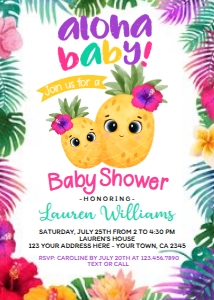 Pineapple Baby Shower Invitation - www.printerfairy.com design preview
