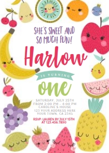TuttiFrutti Birthday Invitation - www.printerfairy.com design preview
