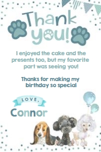Puppies Thank You Cards (Blue Watercolor) - www.printerfairy.com design preview