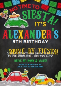 Drive By_Fiesta Birthday Invitation (black) - www.printerfairy.com: Drive By_Fiesta Birthday Invitation (black) - www.printerfairy.com