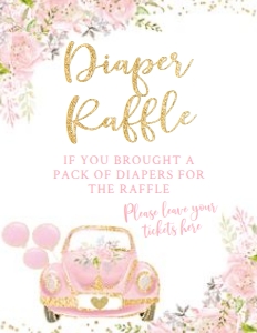 Drive By Baby Diaper Raffle (pink & gold) - www.printerfairy.com design preview