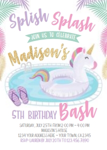 Pool Party Unicorn Float (Gold) - www.printerfairy.com design preview