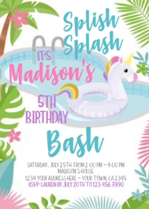 Pool Party Invitation Birthday Bash - www.printerfairy.com: Pool Party Invitation Birthday Bash - www.printerfairy.com