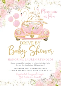 Swan Drive By Baby Shower Parade (Pink & Gold) - www.printerfairy.com: Swan Drive By Baby Shower Parade (Pink & Gold) - www.printerfairy.com