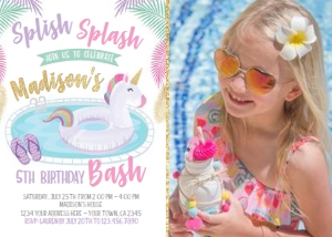 Pool Party Unicorn Float with photo (Gold) - www.printerfairy.com: Pool Party Unicorn Float with photo (Gold) - www.printerfairy.com