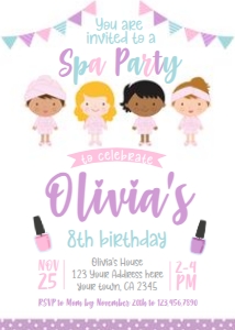 Spa Birthday Party Invitation - www.printerfairy.com design preview