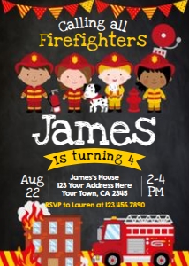 Firefighters Birthday Invitation (black) - www.printerfairy.com design preview