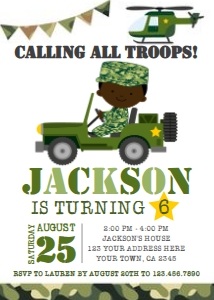 Army Birthday Invitation 03 (white) - www.printerfairy.com design preview