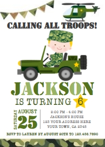 Army Birthday Invitation 02 (white) - www.printerfairy.com design preview