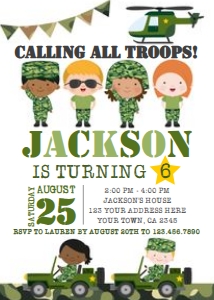 Army Birthday Invitation 05 (white) - www.printerfairy.com design preview