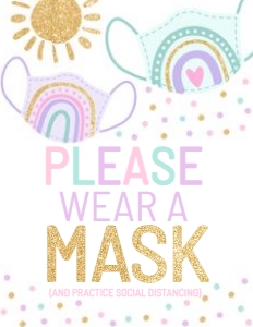 Rainbow Masks Sign (Pastels&Gold) - www.printerfairy.com design preview