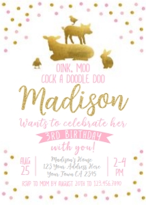 Petting Zoo Birthday Invitation (Pink) - www.printerfairy.com: Petting Zoo Birthday Invitation (Pink) - www.printerfairy.com
