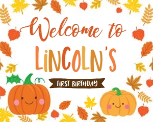 Little Pumpkin Welcome Sign (horizontal white) - www.printerfairy.com design preview