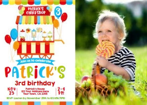CandyShop_Invitation (Red) with photo design preview