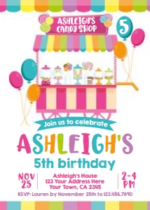 Candy Shop Birthday Invitation (Pink) - www.printerfairy.com design preview