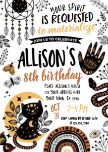Orange Mystical Birthday Invitation - www.printerfairy.com: Orange Mystical Birthday Invitation - www.printerfairy.com