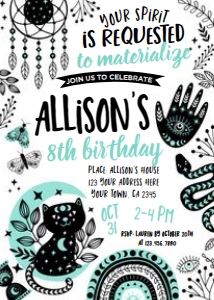 Teal Mystical Birthday Invitation - www.printerfairy.com: Teal Mystical Birthday Invitation - www.printerfairy.com