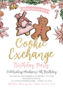 Christmas Cookie Exchange Invitation (Pink&Gold) - www.printerfairy.com design preview