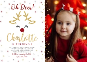 Oh Deer Christmas Invitation with Photo (Red, Gold and Silver) - www.printerfairy.com: Oh Deer Christmas Invitation with Photo (Red, Gold and Silver) - www.printerfairy.com