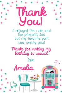 Diner Thank You Cards (Pink) - www.printerfairy.com: Diner Thank You Cards (Pink) - www.printerfairy.com