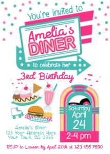 Diner Birthday Invitation (Pink) - www.printerfairy.com design preview