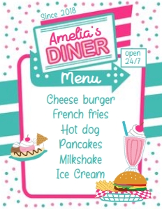 Diner Menu (Pink) - www.printerfairy.com design preview