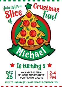 Christmas Pizza Invitation (white) - www.printerfairy.com design preview