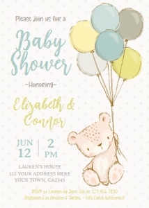 Teddy Bear Birthday Invitation (Blue) - www.printerfairy.com design preview