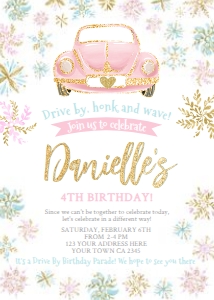 Winter_Snowflakes Drive By Birthday Invitation (Pink) - www.printerfairy.com design preview