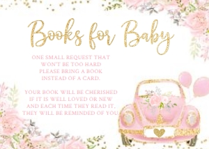 Drive By Baby Shower Books for Baby Insert (Pink & Gold) - www.printerfairy.com: Drive By Baby Shower Books for Baby