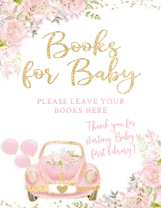 Drive By Baby Shower Books for Baby Sign (Pink & Gold) - www.printerfairy.com: Drive By Baby Shower Books for Baby