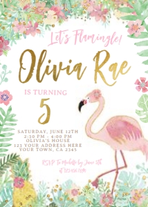 Flamingle Birthday Invitation - www.printerfairy.com design preview