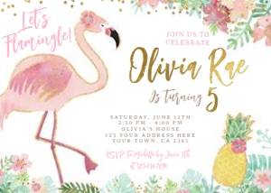 Flamingle Birthday Invitation (Horizontal) - www.printerfairy.com design preview